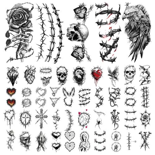 Gabizafia 77 Sheets Barbed Wire Temporary Tattoos — Wire Chains Web (Variation: Wire Chains Web) White Trash Party