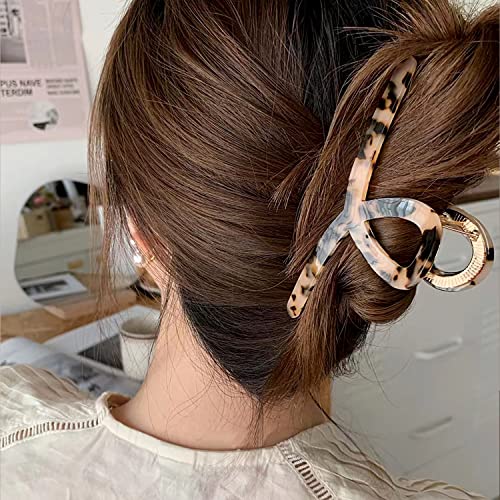 Large Butterfly Hair Claw Clips for Women & Girls - Light Leopard, 4.7" FAELBATY
