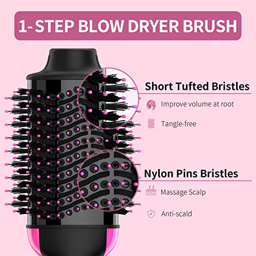 Hair Dryer Brush Blow Dryer Brush in One, Upgraded 4 in 1 Hair Dryer and Styler Volumizer with Negative Ion Anti-frizz Ceramic Titanium Barrel Hot Air Hair Straightener Brush