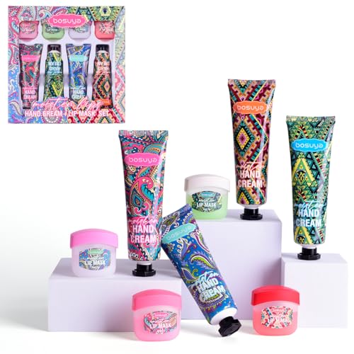 LIAYLILI 8 Pcs Hand Cream & Lip Balm Set - Travel Size Moisturizers