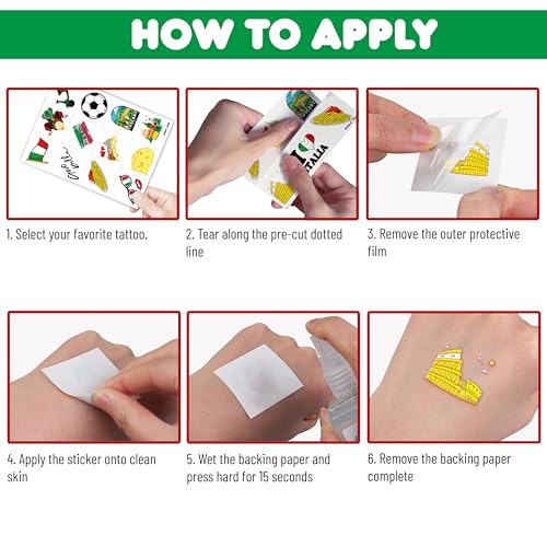 60 PCS Italian Flag Temporary Tattoos for Parties & Kids