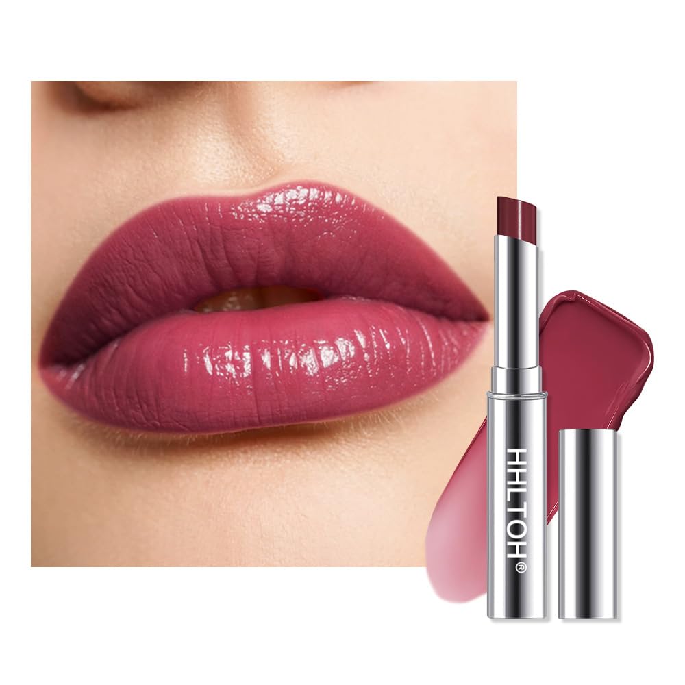 HHLTOH Cherry Wine Honey Tinted Lip Balm for Women, Hydrating Lip Oil Stick Lip Gloss Lipstick for Mature Skin, Sheer Lightweight Moisturizing Lip Tint Balm with Natural Shine, Vegan & Cruelty-Free