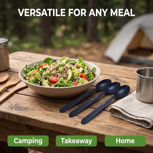 Heavy Duty Recyclable Spoons - 100 Pack, Individually Wrapped Utensils for Parties & Catering