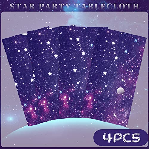 Galaxy Starry Night Table Covers - 4 Pack Plastic Tablecloths