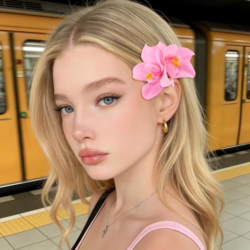 SAOROPEB 10 Pack Hawaii Flower Hair Clips Hibiscus & Orchid Tropical Hair Accessories