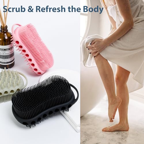 MtBoi Double-Sided Silicone Body Scrubber & Shampoo Brush