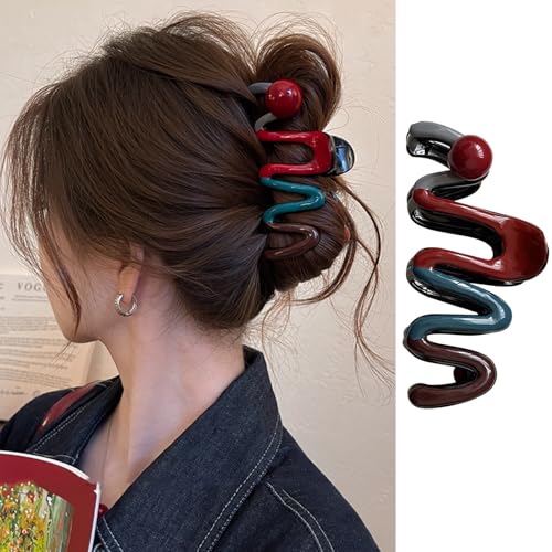 FRUZJAY Wave Acrylic Hair Clips for Women - Large Non-slip Claw Barrettes