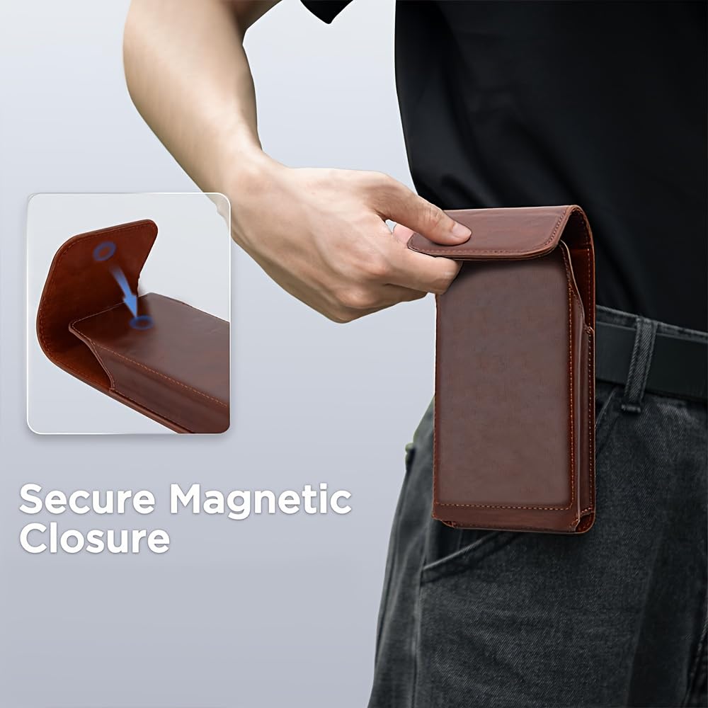 1pc Men's Waist Clip Phone Case - Durable, Lightweight, and Versatile Wallet Pouch for Secure Phone Storage, Brown, with Adjustable Shoulder Strap (Brown)