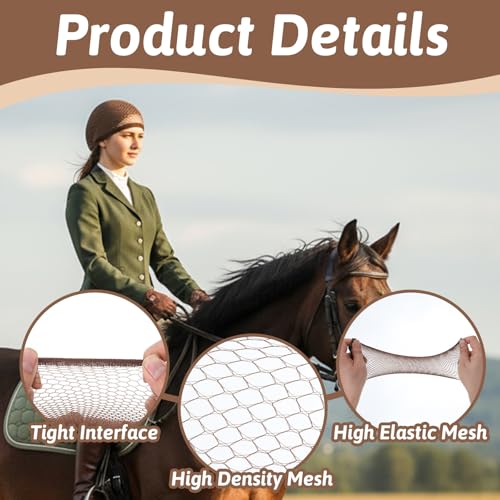4 PCS Brown Mesh Equestrian Hair Nets for Women - Elastic Wig Caps