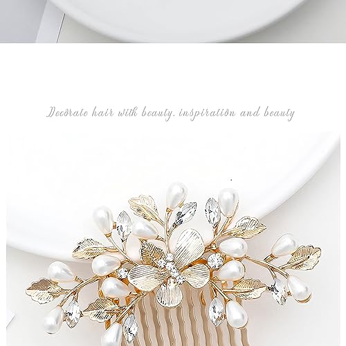 Gold Bridal Hair Comb with Faux Pearls – Elegant Wedding Hair Accessory