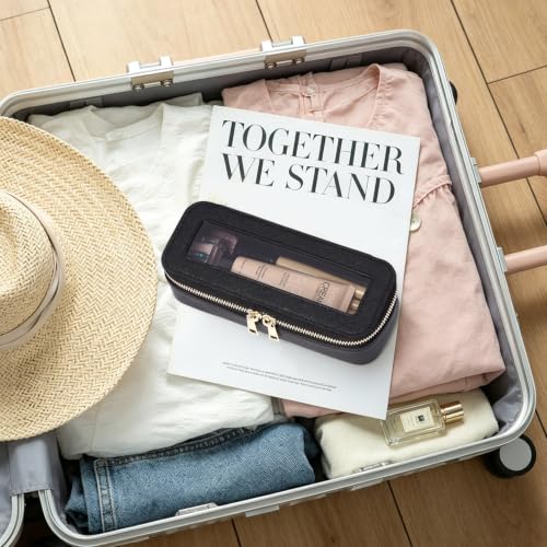 LOFOWN Slim Makeup Brush Case - Waterproof Clear Travel Cosmetic Bag