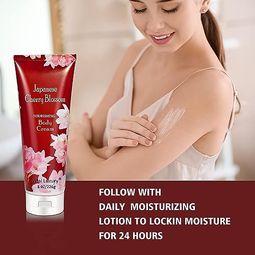 Vital Luxury Japanese Cherry Blossom Bath & Body Set Shower Gel & Body Cream for Her & Him