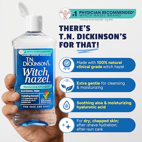 T.N. Dickinson's Witch Hazel Moisturizing Toner 16oz Alcohol-Free with Hyaluronic Acid & Aloe