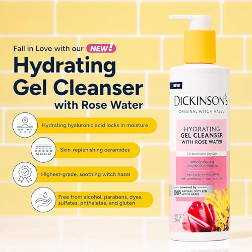 Dickinson's Hydrating Witch Hazel Facial Cleanser with Rose Water - 12 Fl Oz
