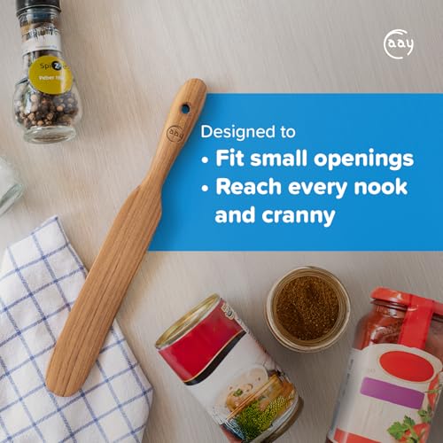Teak Wooden Skinny Spurtle Spatula for Sourdough Starter