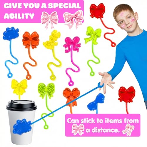 Kids Party Favors 48PCS Bow Stick Hands & Temporary Tattoos - Colorful & Safe Fun