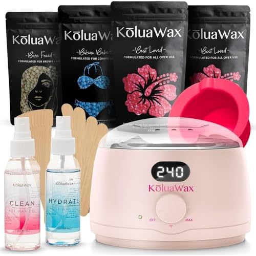 KoluaWax Premium Waxing Kit for Women - Beginner Friendly - Complete Wax Kit that includes 14oz of Wax Beads, Applicator, Pre and Post Care, Suitable for Sensitive Skin (Blush) - Mothers Day Gifts
