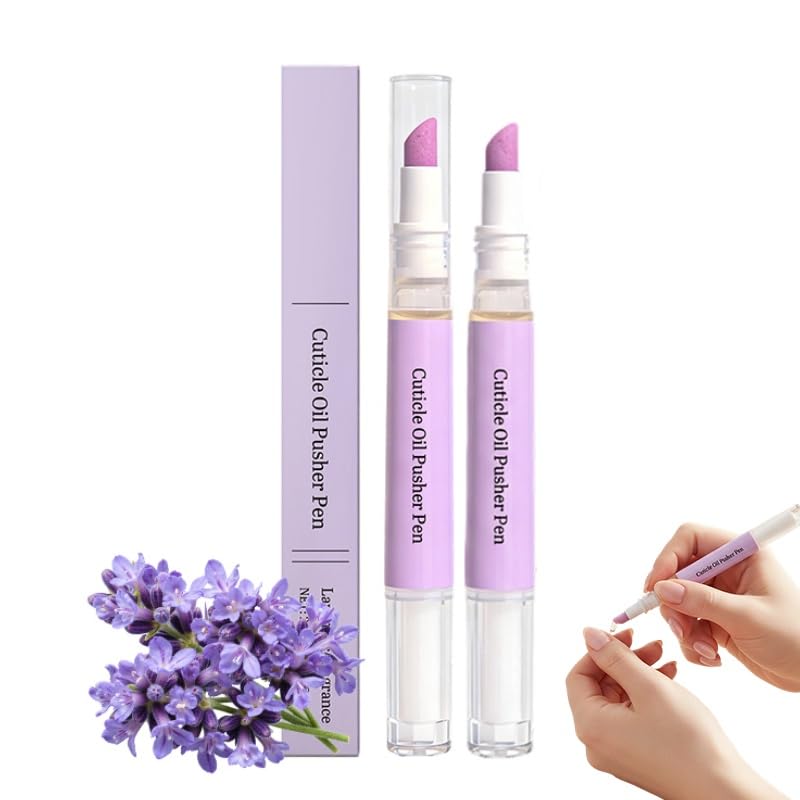 3 in 1 Cuticle Oil Pusher Pen - Upgraded Ceramic Nail Care Tool for Dry Nails & Hangnails | 2 Pack