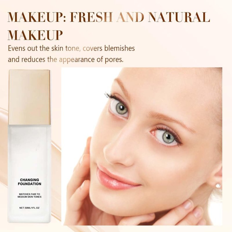 Color Changing Foundation for Mature Skin - Adapts to Skin Tone | Buildable Light to Medium Coverage, 12 Hour Wear