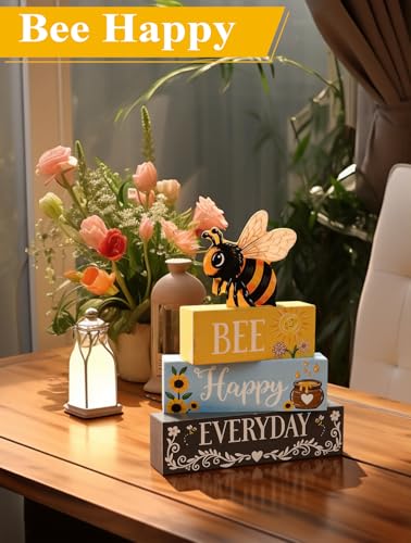 Bee Wooden Tabletop Decor - Bee Happy Everyday Sign for Home