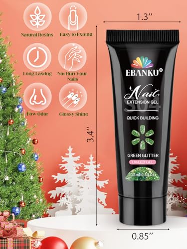 EBANKU Valentines Christmas Nail Extension Gel Kit - 6 Color Poly Gel Set
