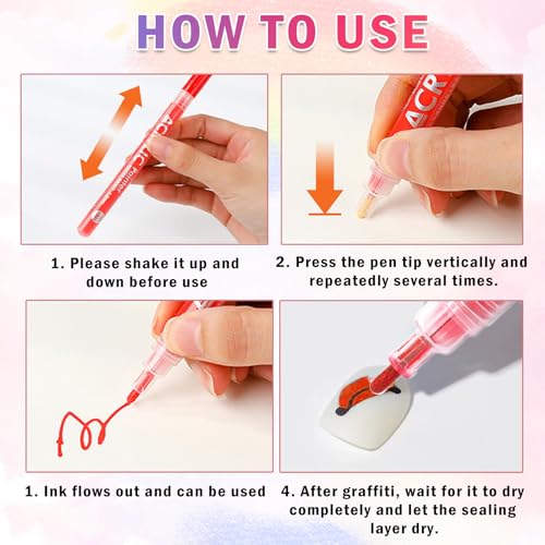 IONSGAKO 12 Colors Nail Art Pens Set Quick Dry Nail Polish Markers