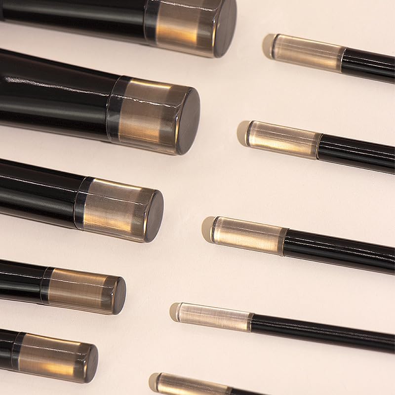 COSHINE Black Portable 10-Piece Makeup Brush Set with Pouch - Travel-Friendly Cosmetic Brushes