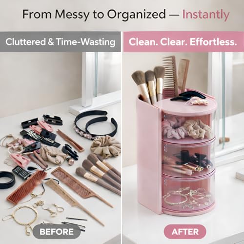 3-Tier Pink Hair Accessories Organizer Caddy - Imakmasion