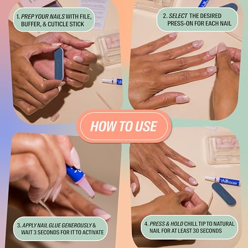 Chillhouse Chill Tips Press-On Nails - Bougie Vino Almond French Manicure
