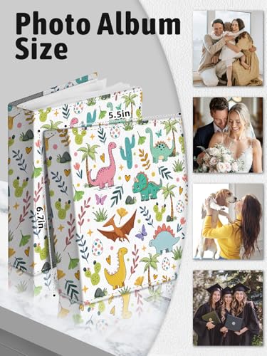 4x6 Dinosaur Photo Album - 56 Pockets PU Leather Memory Book