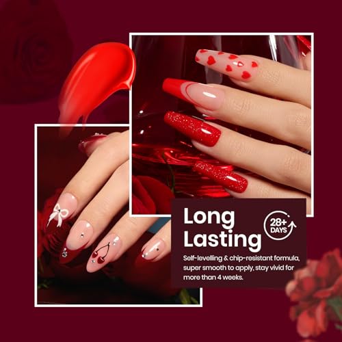 Beetles Red Obsession Gel Nail Polish Set - 6 Shades, Long-Lasting Shine