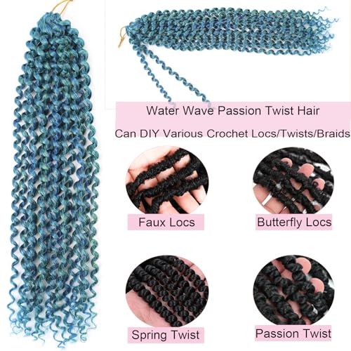 Ahrencan Passion Twist Hair 14 Inch - Mixed Blue/Green, 7 Packs