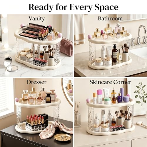 A CENTER White 2-Tier Clear Acrylic Makeup & Jewelry Organizer
