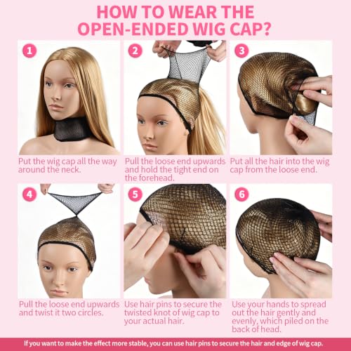 Fandamei 12PCS Nylon Wig Cap Kit – Black Stretchy Hair Net