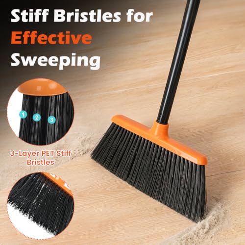 Heavy Duty Outdoor Broom with 50" Long Handle for Efficient Cleaning