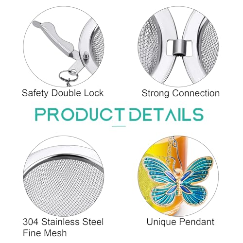 Stainless Steel Tea Infusers Set of 2 with Butterfly & Flower Charms
