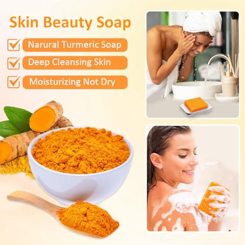 HOYEHOLA Kojic Acid & Turmeric Soap Bar for Dark Spots - 4 Pack