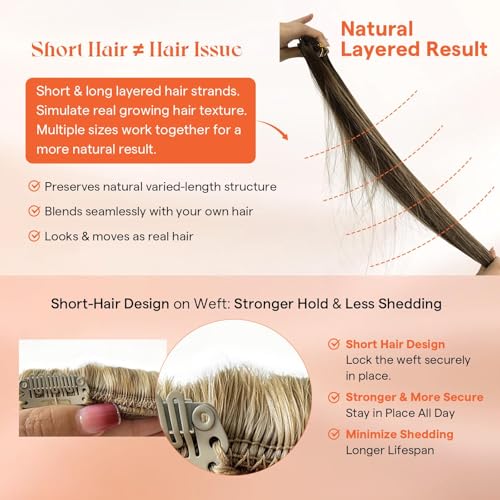 Sunny Hair Clip in Hair Extensions Real Human Hair 120g Remy Hair Clip in Extensions for Women Human Hair Extensions Dark Golden Blonde Highlights Light Blonde 18 Inch