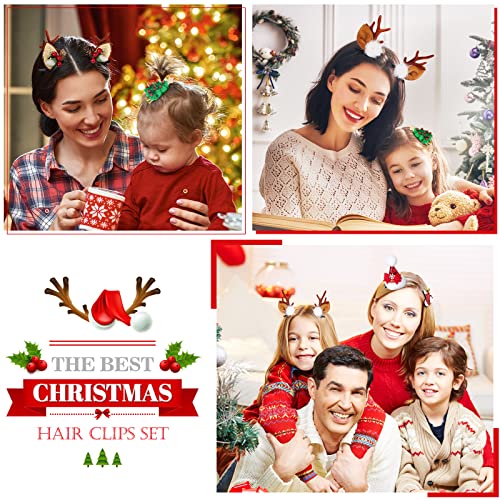 18-Piece Christmas Hair Clip Set with Snowflake Organza Gift Bags