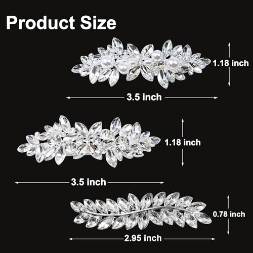 LAPOHI Crystal Style Rhinestone Bridal Hair Clips Leaf Set for Wedding & Bridesmaids