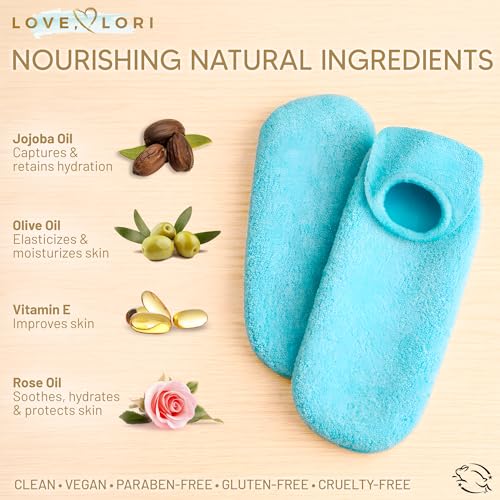 Love Lori Moisturizing Gel Socks for Women - Infused with Vitamin E & Jojoba Oil