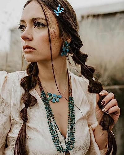 16 Pcs Western Turquoise Hair Clips - Boho Cowgirl Bobby Pins