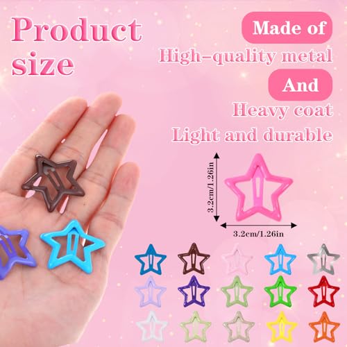 50PCS Colorful Star Hair Clips for Girls & Women - Non-Slip Metal Barrettes, Trendy Y2K Hair Accessories