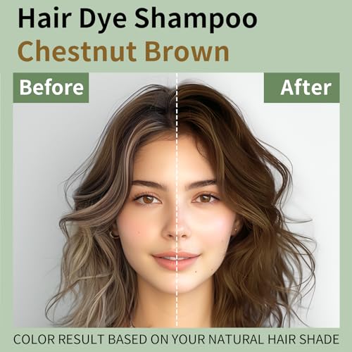 TYAYW 3-in-1 Hair Dye Shampoo - Chestnut Brown, 16.9 Fl Oz for Gray Hair