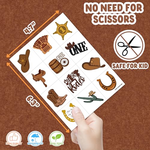 My First Rodeo Cowboy Temporary Tattoos for Kids - 60 Pack