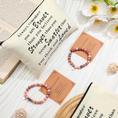 Inspirational Employee Appreciation Gift Set - 6 Makeup Bags, Bracelets & Cards