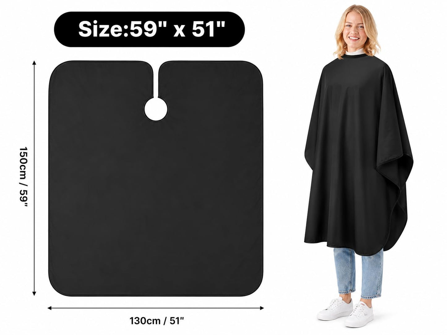 12 Pcs Waterproof Barber Cape 59"x51" Anti-Static Salon Cape with Adjustable Snap Closure for Hairdressing