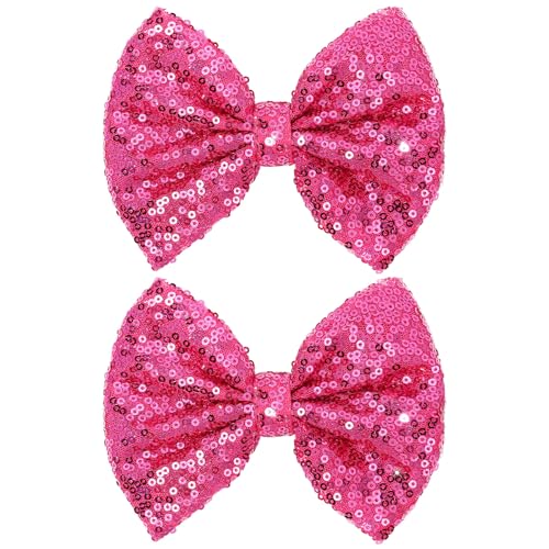 Hot Pink 5” Glitter Hair Bows with Alligator Clips - CN Brand (Variation: Hot Pink)