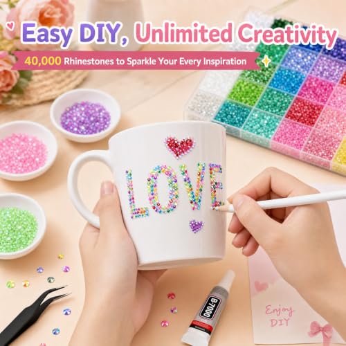 Callmynm 40 Colors Jelly Rhinestones Kit A1 - 3mm Resin Gems for Nail Art & Crafts