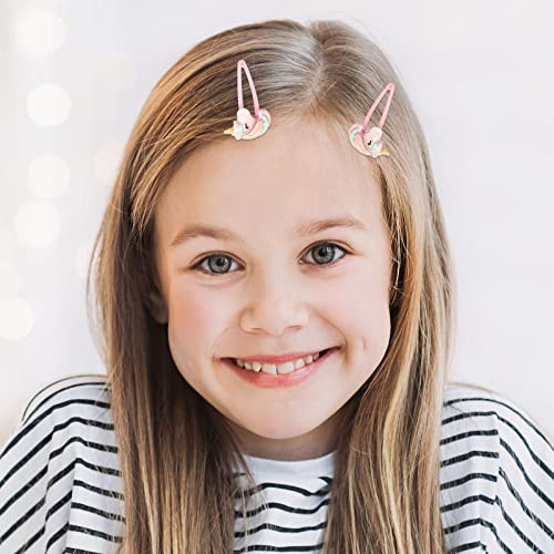 Wingchold 8Pcs Unicorn & Rabbit Snap Hair Clips for Girls